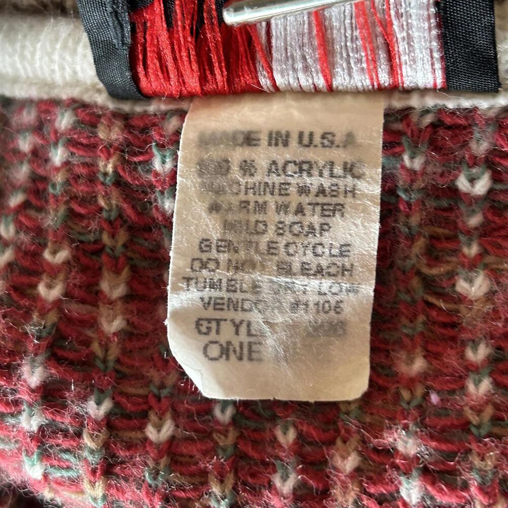 Sunbelt Vintage 90s Sweater Beige Brown Floral Paisley One Size Cottage - Picture 5 of 5